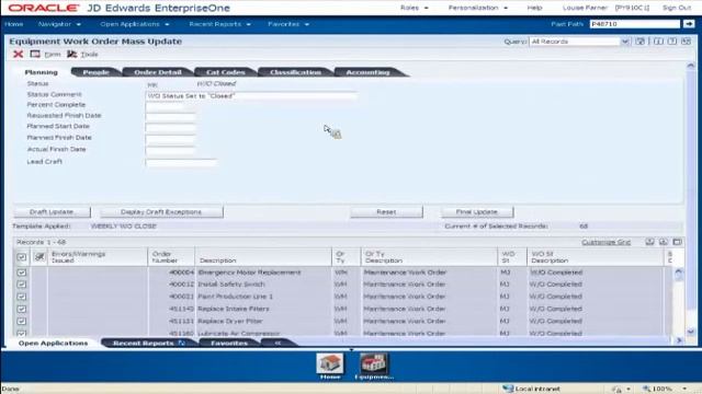 JD Edwards EnterpriseOne 9.1 Mass Work Order Maintenance Demo смотреть онлайн