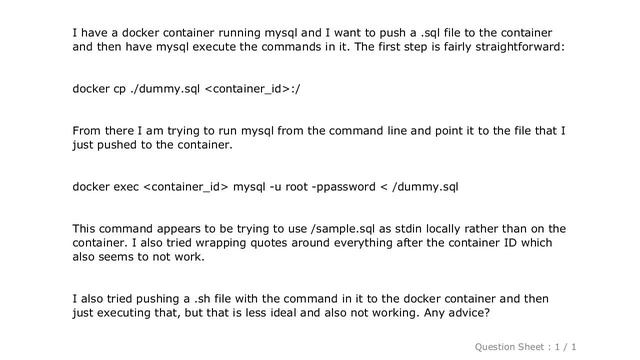 MySQL : Executing SQL scripts on docker container смотреть онлайн