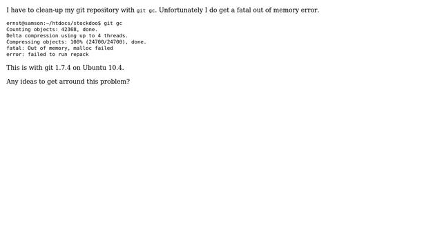 git gc out of memory смотреть онлайн