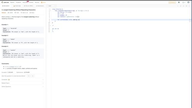 Leetcode Solution: The Longest Substring Without Repeating Characters смотреть онлайн