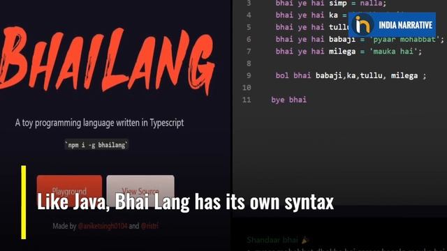 'Bhai-Lang' A JavaScript-Based Toy Programming Language Built By 2 Indian Developers Goes Viral смотреть онлайн
