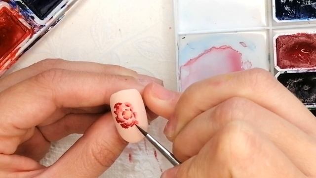 Watercolor Nail Art. Rose Nail Design Idees?