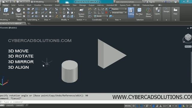 How to Rotate, Mirror, Align Solids in AutoCAD 3D смотреть онлайн