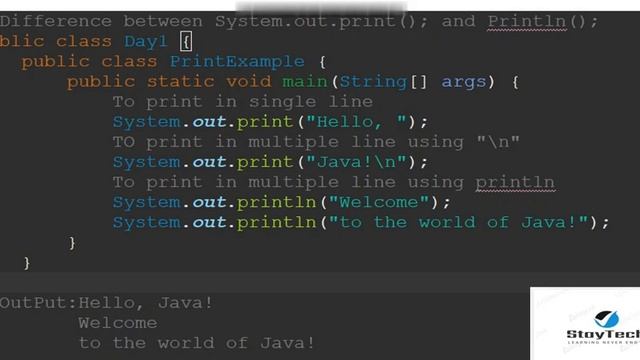 Difference Between print and println statements in Java смотреть онлайн