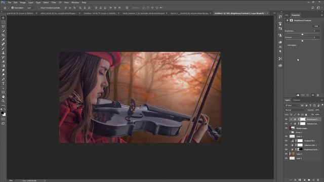 Fantasy Autumn Color Effect Photoshop Manipulation Tutorial [Girl Playing Violin] смотреть онлайн