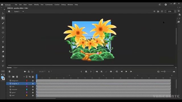 Animating Using Adobe Animate CC | Vertical Parallax Timelapse смотреть онлайн