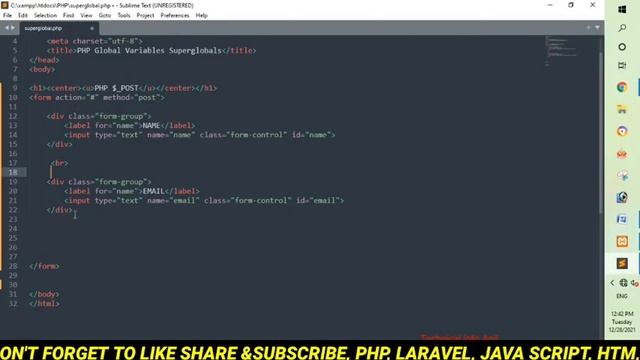 PHP $_POST| PHP SUPER GLOBAL VARIABLE | POST METHOD | PART- 23 HINDI смотреть онлайн
