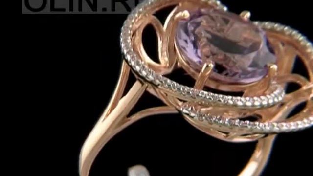 Золотое кольцо с круглым аметистом смотреть онлайн