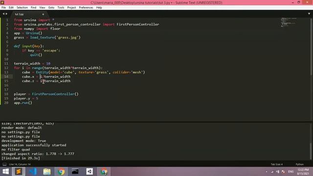 Ursina engine for beginners(Creating a platform/chunk) смотреть онлайн