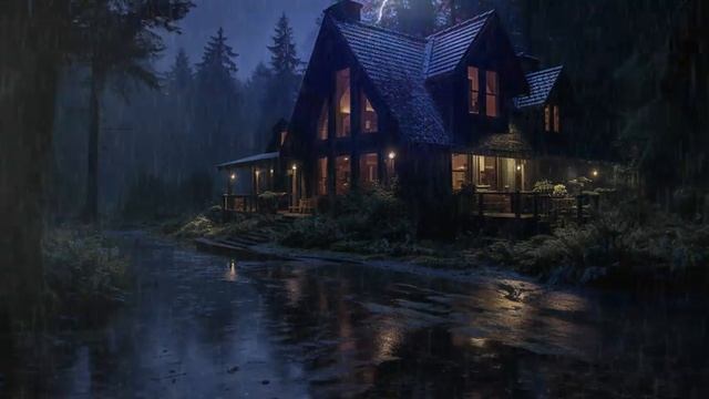 Deep Sleep During The Rainy Night - The Sound Of Rain Brings A Warm Feeling To The Room.