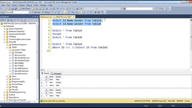 Difference between except and not in sql server in arabic смотреть онлайн