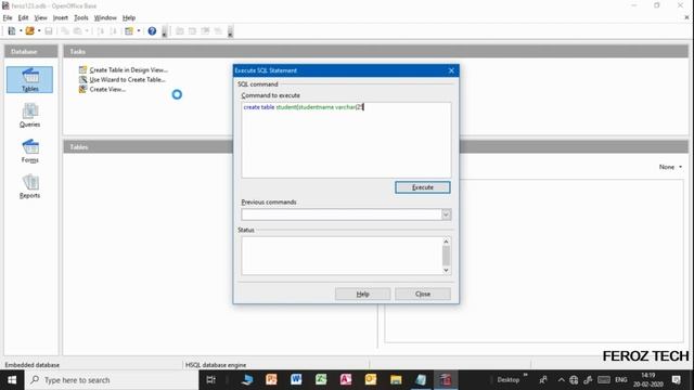 How to create table in open office SQL java. смотреть онлайн