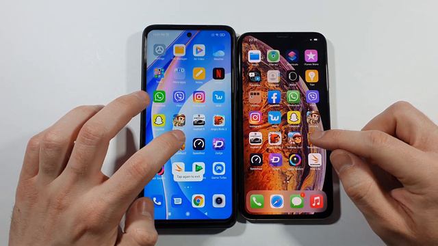 Xiaomi Mi 10T Lite vs Iphone XS Max Speed Test смотреть онлайн