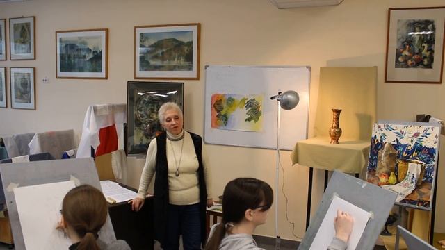 Быкова Н.И. Урок акварельной живописи. Этюд натюрморта с использованием техники воскового резиста смотреть онлайн