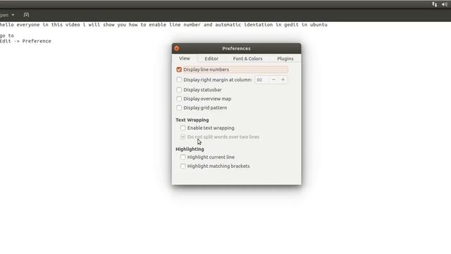 How to show line number and enable automatic identation in Ubuntu смотреть онлайн