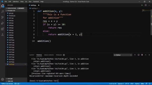 Recursion in Python | Recursive Function Python | Recursion | Python programming tutorials in HINDI смотреть онлайн