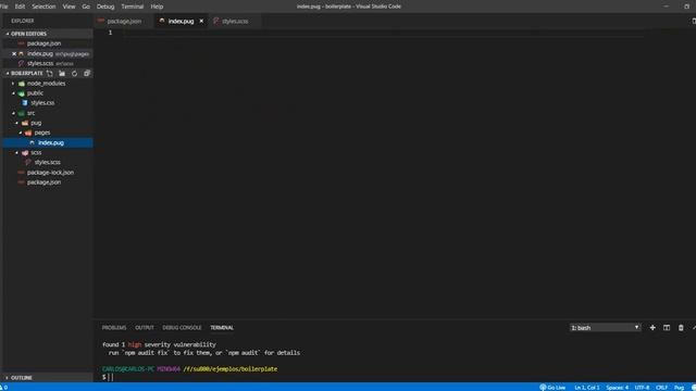 Boilerplate para desarrollo Front(pug,sass,babel) en Node con scripts de NPM 2/5 смотреть онлайн