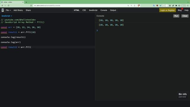 Array Fill Method | JavaScript Tutorial смотреть онлайн