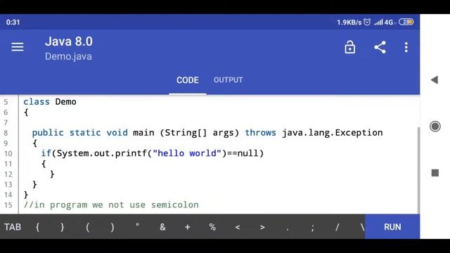 In java print hello world without using semicolon смотреть онлайн