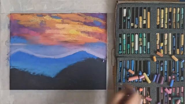 Рисуем закат пастелью. Мастер класс смотреть онлайн