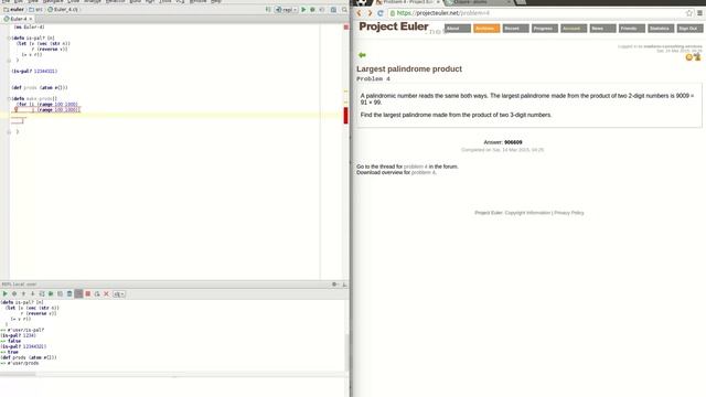 Project Euler - Problem 4 - Largest Palindrome Product - Solved in Clojure смотреть онлайн
