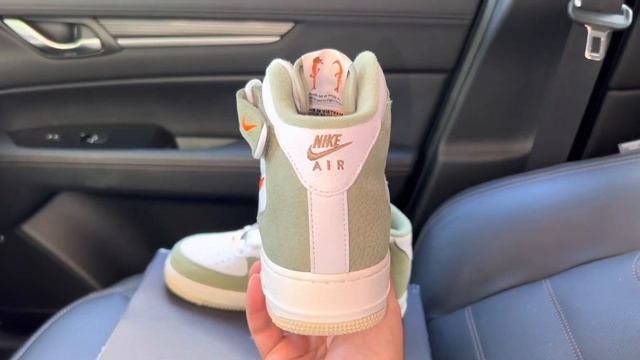Nike Air Force 1 Mid Olive Green Total Orange Shoes смотреть онлайн