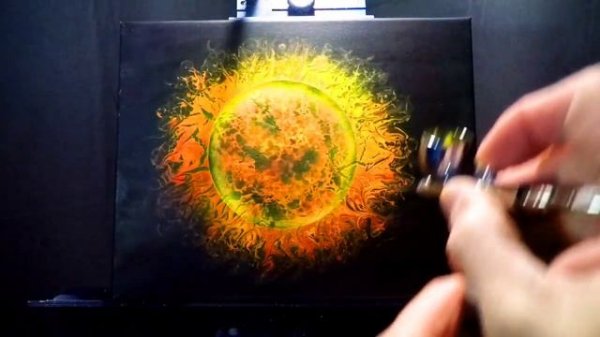 ☀️SUN☀️ ACRYLIC GALAXY POUR PAINTING SPLIT CUP OUTER SPACE ART