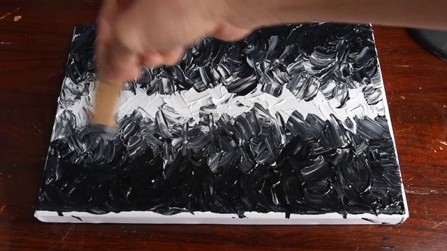 Техника абстрактной живописи картоном - Черно-белый акрил - Удовлетворение и расслабление смотреть онлайн