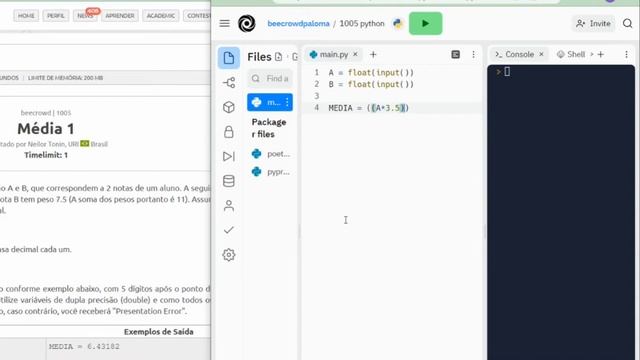 Beecrowd - URI - 1005 - Média 1 - Linguagem Python смотреть онлайн