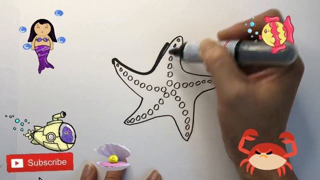 How To Draw a Starfish | Bolalar uchun dengiz yulduzi rasm chizish | рисуем морскую звезду для дете смотреть онлайн