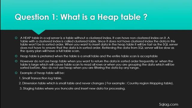 SQL Server Interview Question 1:What is Heap Table смотреть онлайн
