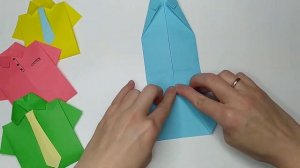 РУБАШКА ОРИГАМИ | Открытка - рубашка из цветной бумаги