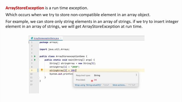 What is ArrayStoreException in java ? смотреть онлайн