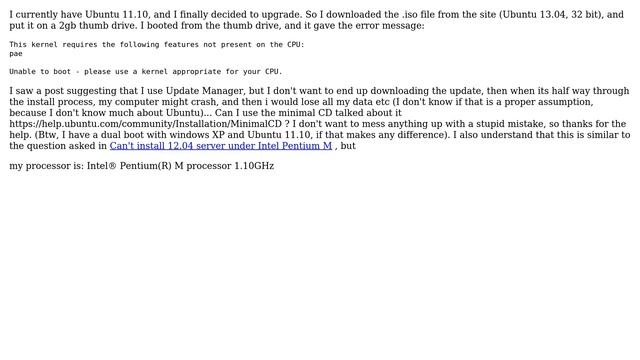 Can I Install Ubuntu on a older laptop with a intel pentium processor (which doesn't have pae)? смотреть онлайн
