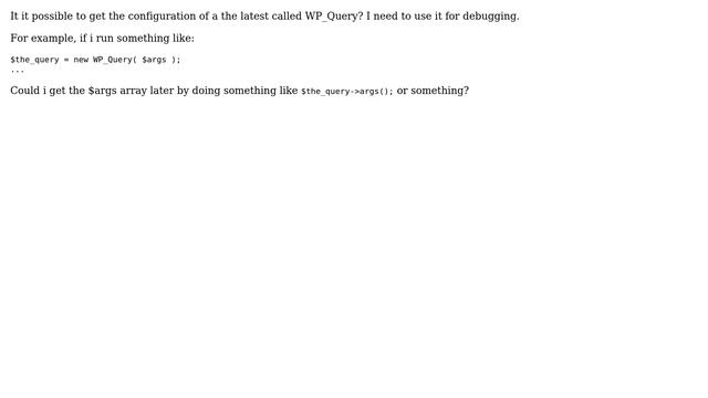 Wordpress: Get WP_Query query after execution? смотреть онлайн