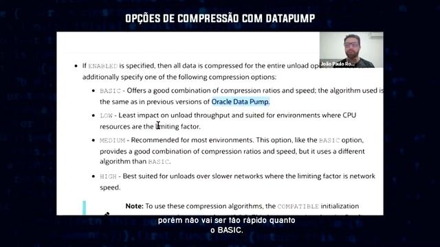Opções de compressão com DataPump смотреть онлайн