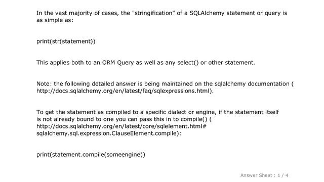 PYTHON : SQLAlchemy: print the actual query смотреть онлайн