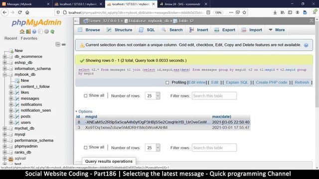 Social Website from scratch - Part 186 - Selecting the latest message | OOP PHP with MYSQL Databas смотреть онлайн
