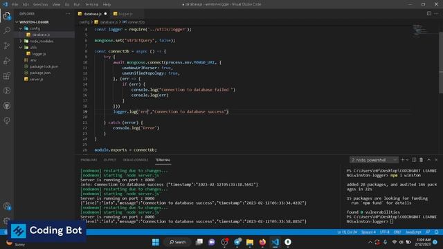 winston logger | nodejs winston logging | log into console, file or MongoDB ? Full Tutorial смотреть онлайн