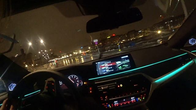 4k YOU drive the NEW BMW 540i xDrive G30 POV in Stockholm Sweden during rain in the NIGHT nice LE
