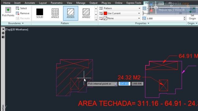 Calcular y sumar rápido áreas en AutoCAD con el comando HATCH смотреть онлайн
