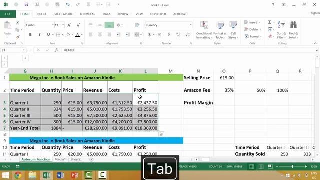 Excel Tutorial #96: Moving Active Cell Right in Selection (Tab) смотреть онлайн