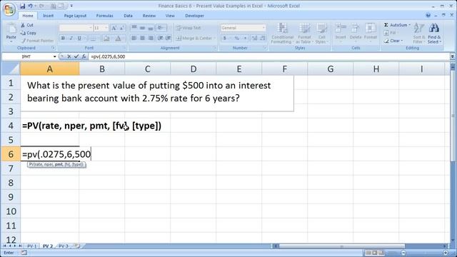 Finance Basics 6 - Present Value Examples in Excel - How much something is worth today. смотреть онлайн