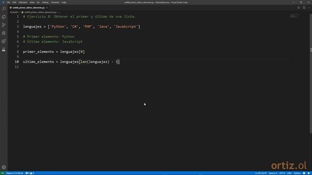 Python - Ejercicio 8: Obtener el Primer y Último Elemento de una Lista смотреть онлайн