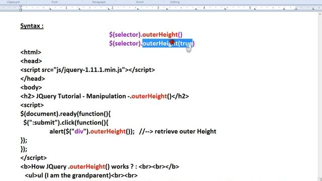 JQUERY OUTERHEIGHT METHOD DEMO смотреть онлайн