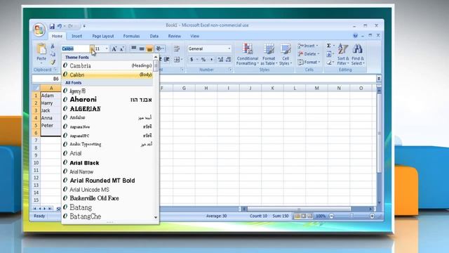 Microsoft® Excel 2007: Change worksheet font or font size on Windows® Vista смотреть онлайн