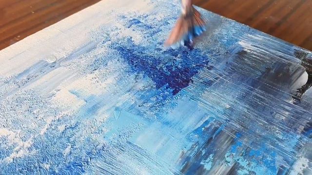 Easy Abstract Landscape Painting Demo / For Beginners / Blue /Acrylics /Daily Art Therapy / Day #05