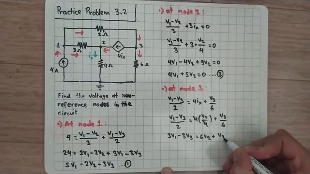 Practice Problem 3.2 Fundamental of Electric Circuits (Alexander/Sadiku) 5th Edition - Node Analysi смотреть онлайн