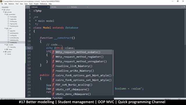 #17 Better Modelling | Student management system in PHP | OOP MVC | Quick programming tutorial смотреть онлайн