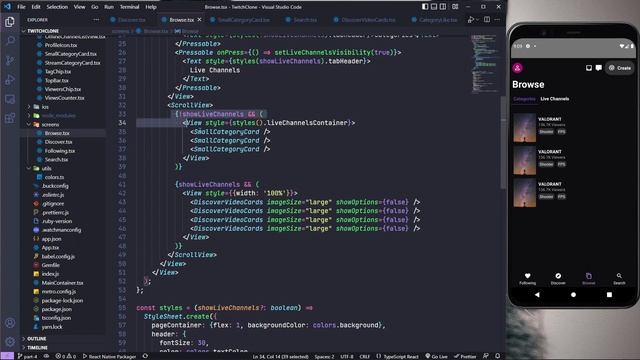 Twitch App UI Clone | Part 4 | Browse & Search Screen | React Native | 2022 смотреть онлайн